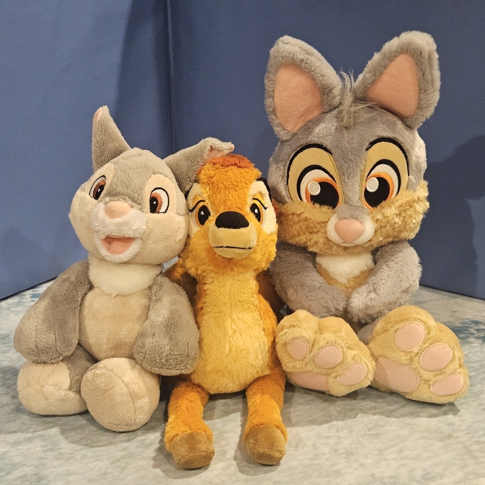 Disney‎ Bambi & 2 Thumper Plush Lot Disney Store Big Feet Bunny Set